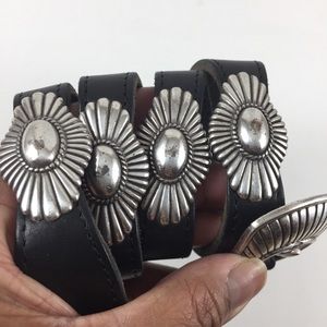 FOSSIL Western Boho Conchos Black Leather Belt